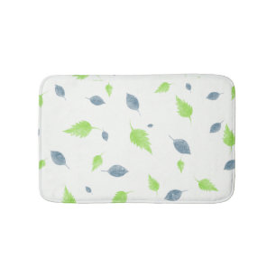 Tapis De Bain Pattern Blue & Green Leaves