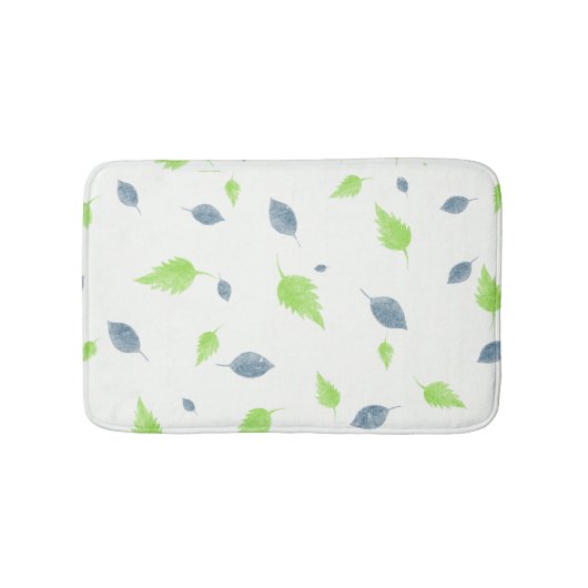 Tapis De Bain Pattern Blue & Green Leaves (Devant)