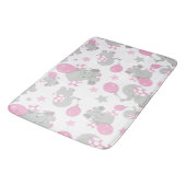 Tapis De Bain Pattern of Elephants, Cute Elephants - Pink Gray (Angle)