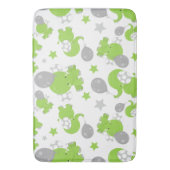 Tapis De Bain Pattern of Green Elephants, Cute Elephants, stars (devant Vertical)