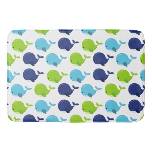 Tapis De Bain Pattern of Whales, Cute Whales, Sea Animals (Devant)