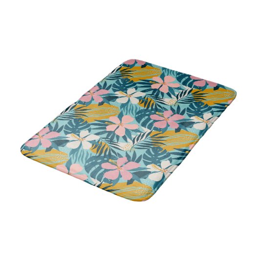 Tapis De Bain Pattern tropical hibiscus (Angle)