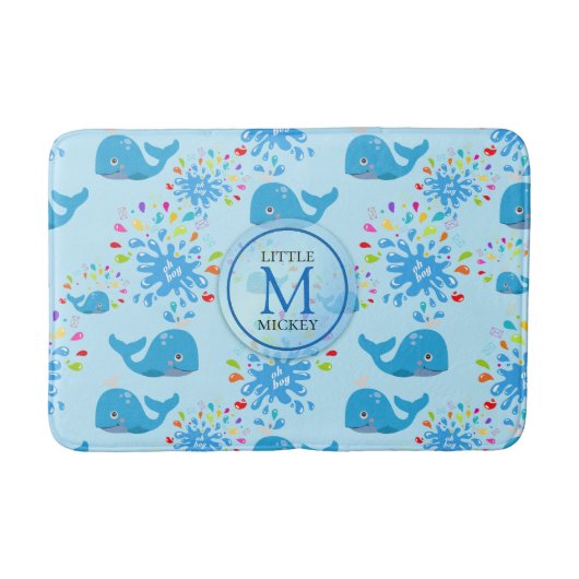 Tapis De Bain Patterson monogram bleu de Whale (Devant)