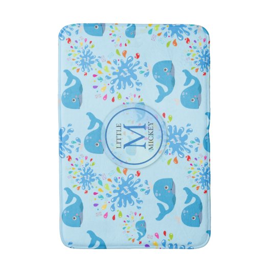 Tapis De Bain Patterson monogram bleu de Whale (Devant (Vertical))