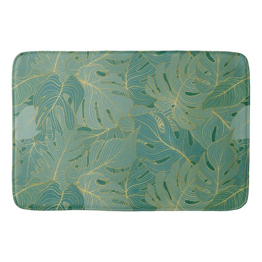 Tapis De Bain Paume vert et or feuille motif (Devant)