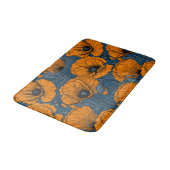 Tapis De Bain Pavot orange sur bleu foncé (Angle)
