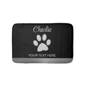 Tapis De Bain Paw Chien Argent sur arrière - plan noir (Devant)
