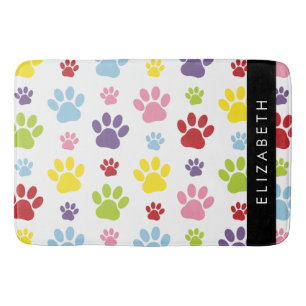 Tapis De Bain Paws Colorés, Motif Paw, Paws Chiens, Votre Nom