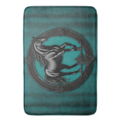 Tapis De Bain Pays de l'Ouest équestre Turquoise Cheval noir (devant Vertical)