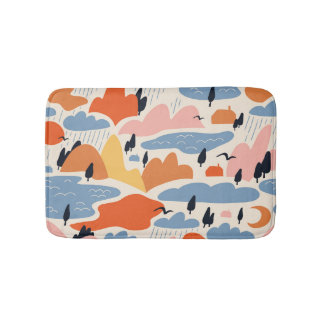 Tapis De Bain Paysage coloré, montagnes, lacs, sans soudure.
