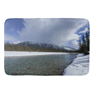 Tapis De Bain Paysage Couvert De Neige À La Rivière Kootenay Can