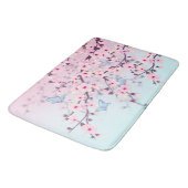 Tapis De Bain Paysage de fleurs de cerisiers bleu ciel rose (Angle)