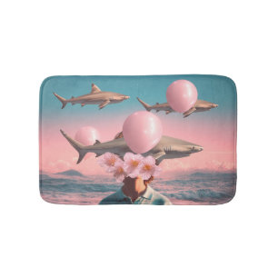 Tapis De Bain Paysage surréaliste de rêve avec des requins et de