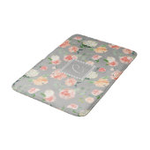 Tapis De Bain Peach et Taupe Floral avec Monogramme (Angle)