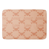 Tapis De Bain Peach Fuzz Love Hearts Texte bilingue "Amor" "Love (Devant)