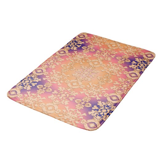 Tapis De Bain Peach Sunset Royal Damask (Angle)