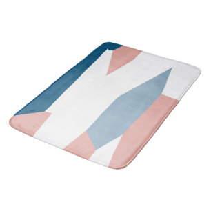 Tapis De Bain Peachy rose bleu et blanc Abstrait