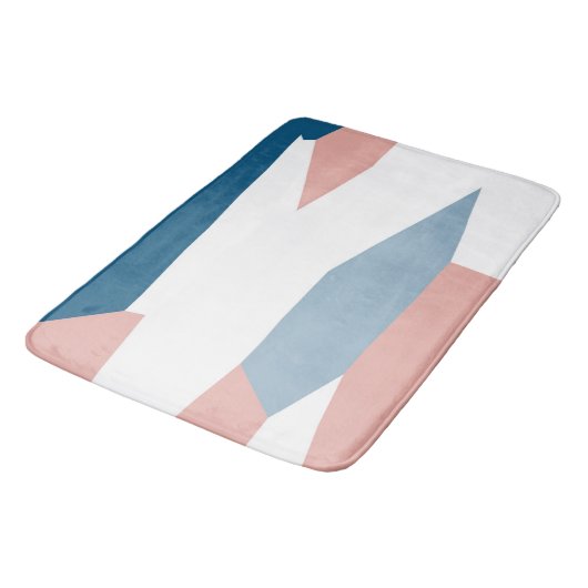 Tapis De Bain Peachy rose bleu et blanc Abstrait (Angle)