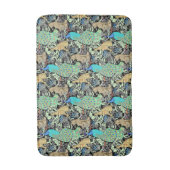 Tapis De Bain Peacock Art Nouveau Impression, Turquoise & Neutra (Devant (Vertical))