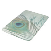 Tapis De Bain Peacock Feather Boho Chic Aquarelle personnalisée (Angle)