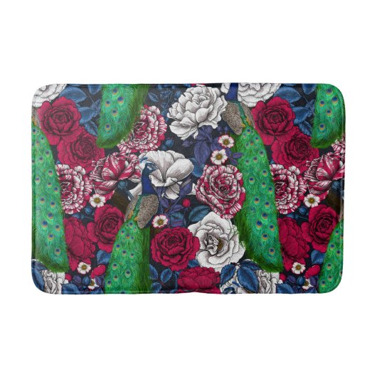 Tapis De Bain Peacocks dans le jardin rose (Devant)