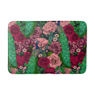 Tapis De Bain Peacocks dans le jardin rose 2