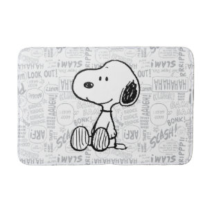 Tapis De Bain PEANUTS Snoopy on Black White Comics