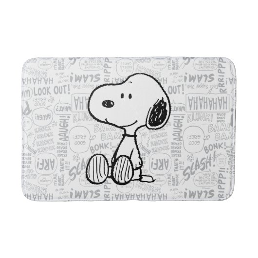 Tapis De Bain PEANUTS | Snoopy on Black White Comics (Devant)