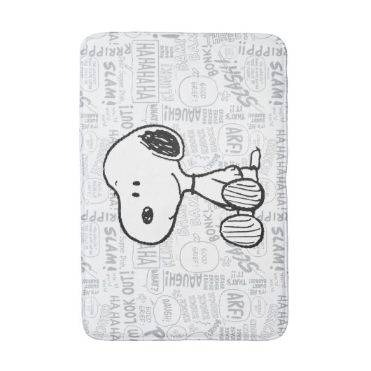 Tapis De Bain PEANUTS | Snoopy on Black White Comics (Devant (Vertical))