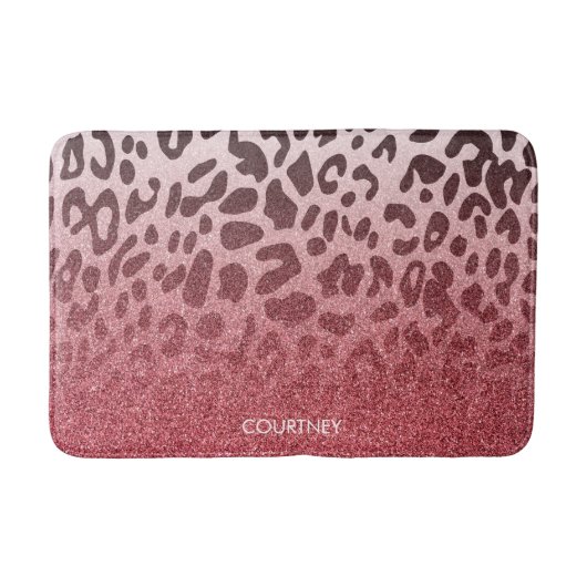 Tapis De Bain Peau léopard de Parties scintillant rose (Devant)