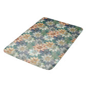 Tapis De Bain Pêche Bleu Vert Floral Blanc (Angle)