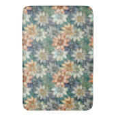 Tapis De Bain Pêche Bleu Vert Floral Blanc (devant Vertical)