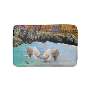 Tapis De Bain Pêche des jeunes ours polaires,