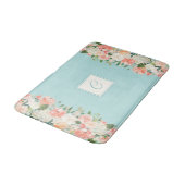 Tapis De Bain Pêche et aquarelle d'Aqua Floral avec Monogramme (Angle)