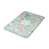 Tapis De Bain Pêche et aquarelle d'Aqua Floral avec Monogramme (Angle)