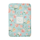 Tapis De Bain Pêche et aquarelle d'Aqua Floral avec Monogramme (Devant (Vertical))