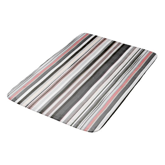 Tapis De Bain Pêche et rayures Abstraites grises (Angle)