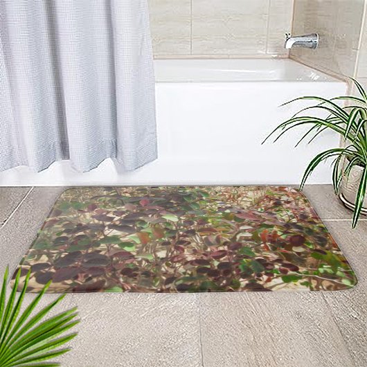 Tapis De Bain Peint Beau Feuilles rouges verts