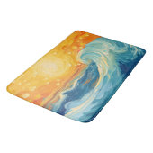 Tapis De Bain Peinture à l'huile côtière Soleil et vagues (Angle)