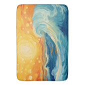 Tapis De Bain Peinture à l'huile côtière Soleil et vagues (devant Vertical)