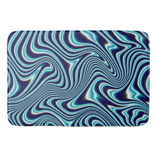 Tapis De Bain Peinture à marbrage fluides bleu (Devant)