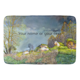 Tapis De Bain Peinture à orage de printemps Aquarelle