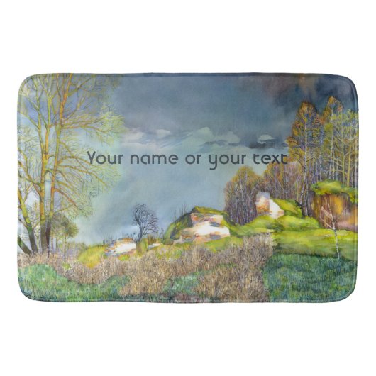 Tapis De Bain Peinture à orage de printemps Aquarelle (Devant)