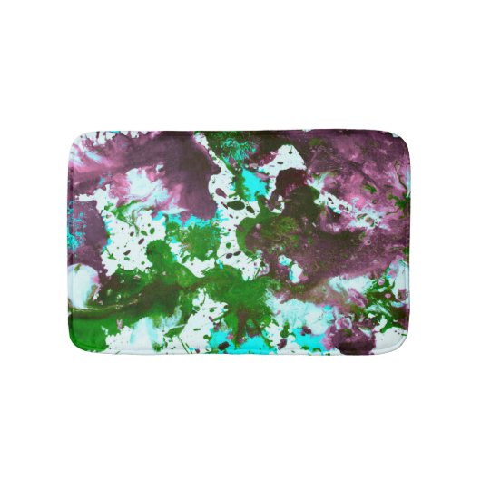 Tapis De Bain Peinture Abstraite colorée vert et violet (Devant)