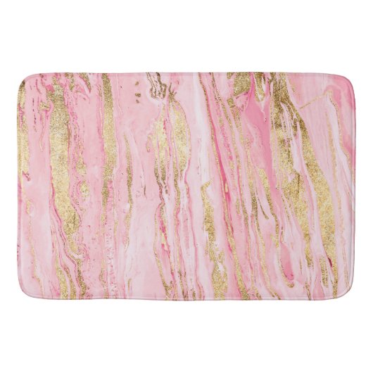 Tapis De Bain Peinture Abstraite en marbre rose élégant (Devant)
