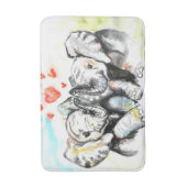Tapis De Bain Peinture Bath Mat Eléphant Famille (Devant (Vertical))