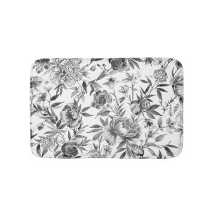 Tapis De Bain Peinture botanique florale aquarelle de chinoiseri