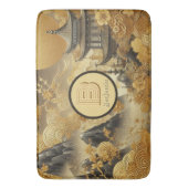 Tapis De Bain Peinture chinoise Faux Golden Dripping Monogramme (devant Vertical)