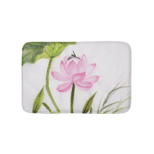 Tapis De Bain Peinture d'aquarelle de la fleur de Lotus 2