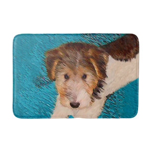 Tapis De Bain Peinture de chiot Terrier Fox - Art de chien origi